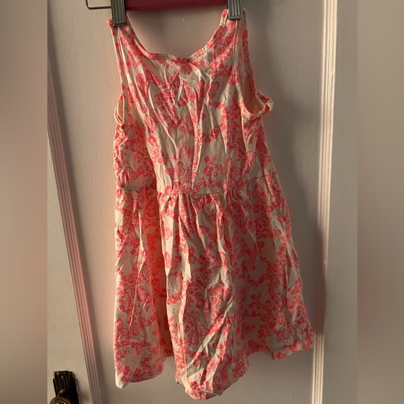 Coral/ cream butterfly dress - Picture 2 of 3